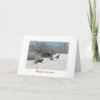Tarjeta Festiva Carte de voeux Deerhound