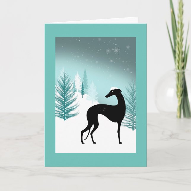 Tarjeta Festiva Carte de voeux Greyhound sous la neige (Anverso)