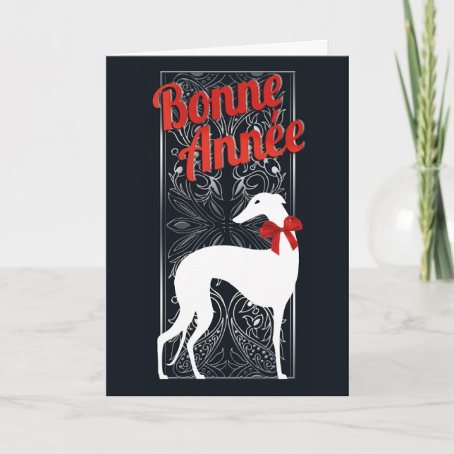 Tarjeta Festiva Carte de voeux Greyhounden fête (Anverso)