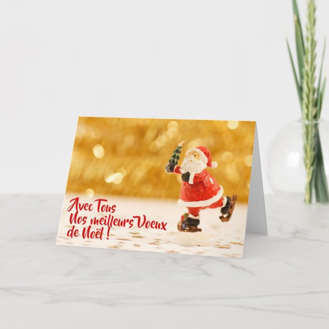 Tarjeta Festiva Carte de Voeux Père Noël patinante (Anverso)