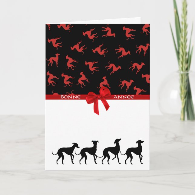 Tarjeta Festiva Carte de voeux Petits Lévriers Italiens (Anverso)