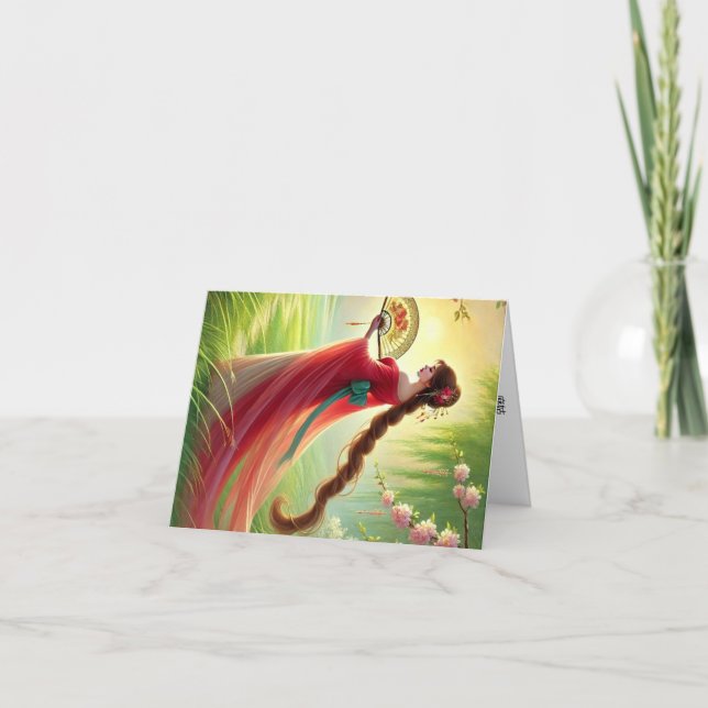 Tarjeta Festiva Carte de vœux prénom féminin chinois Ma-Ku. (Anverso)