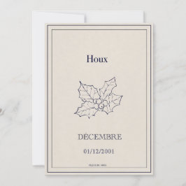 Tarjeta Festiva Carte fleur de naissance décembre, houx