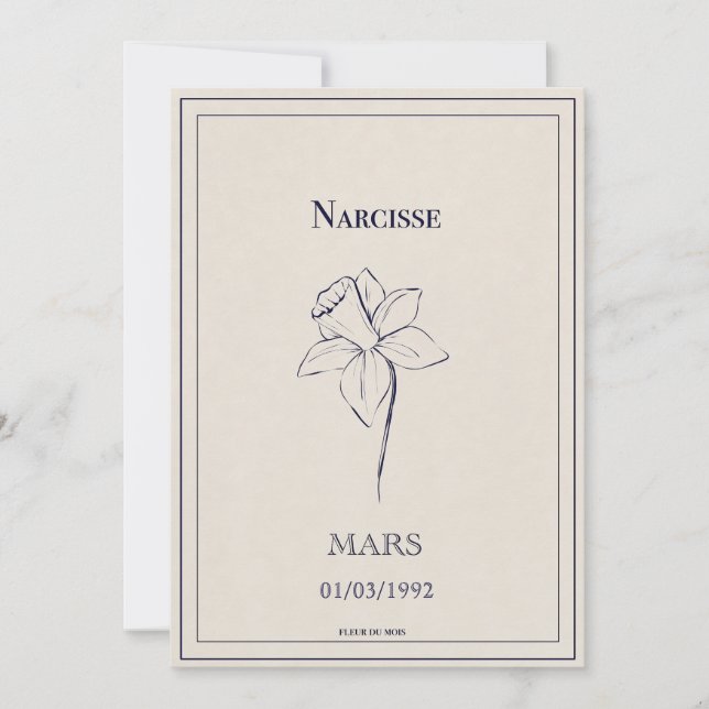 Tarjeta Festiva Carte fleur de naissance du mois de mars narcisse (Anverso)