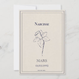 Tarjeta Festiva Carte fleur de naissance du mois de mars narcisse