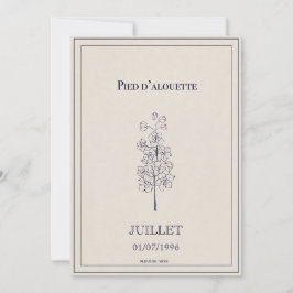Tarjeta Festiva Carte fleur de naissance juillet pied d’alouette