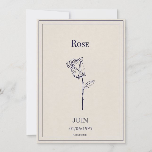 Tarjeta Festiva Carte fleur de naissance mois de juin rose (Anverso)