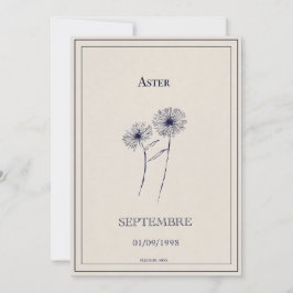 Tarjeta Festiva Carte fleur de naissance mois de septembre aster.