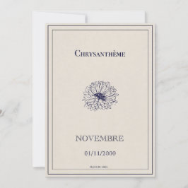 Tarjeta Festiva Carte fleur de naissance novembre, chrysanthème 