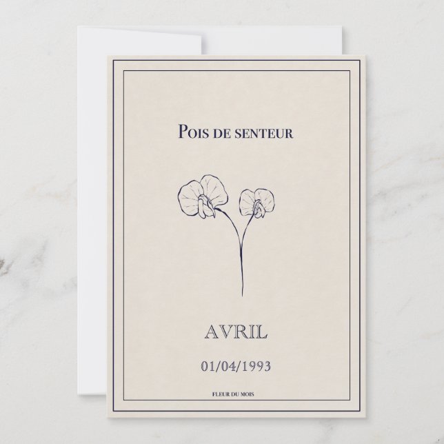Tarjeta Festiva Carte fleur du mois de naissance avril  (Anverso)