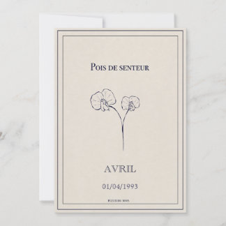 Tarjeta Festiva Carte fleur du mois de naissance avril 