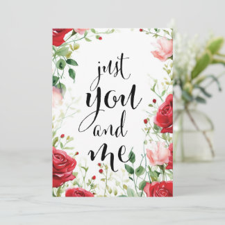 Tarjeta Festiva Carte Saint-Valentin Élégante "Just You and Me"