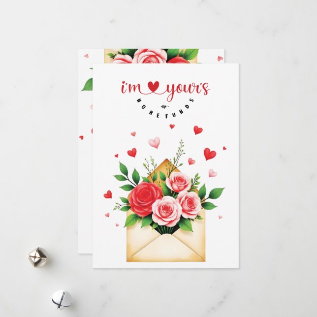 Tarjeta Festiva Carte Saint-Valentin - "I'm yours, no refunds" (Anverso/Reverso In Situ)