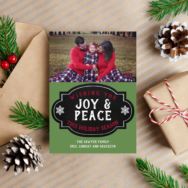Tarjeta Festiva Cartel de Holiday Chalkboard Joy and Peace Family (Subido por el creador)