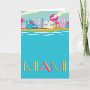 Tarjeta Festiva Cartel de Miami Travel de los años 80