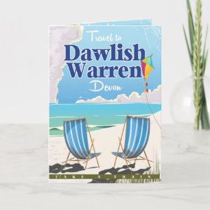 Tarjeta Festiva Cartel de tren vintage de Dawlish Warren Devon