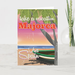 Tarjeta Festiva Cartel de vacaciones de playa vintage en Mallorca,