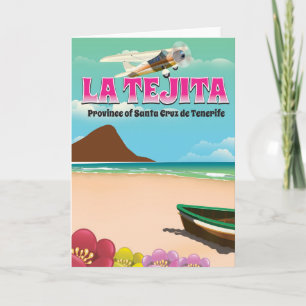 Tarjeta Festiva Cartel de viaje a la playa de La Tejita Tenerife