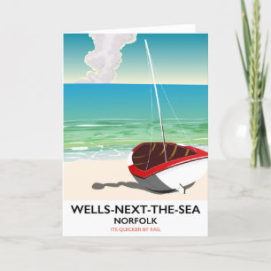 Tarjeta Festiva Cartel de viaje a la playa de Wells-next-the-Sea N