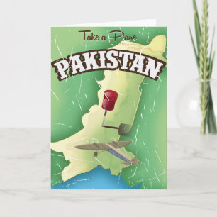 Tarjeta Festiva Cartel de viaje a Pakistán en avión