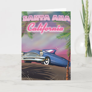 Tarjeta Festiva cartel de viaje a Santa Ana California