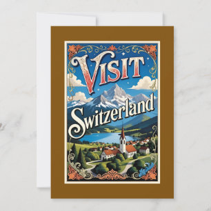 Tarjeta Festiva cartel de viaje a Suiza,