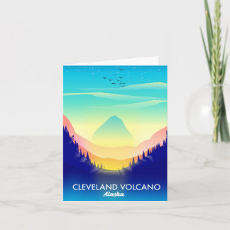 Tarjeta Festiva Cartel de viaje al volcán Cleveland Alaska