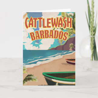Tarjeta Festiva Cartel de viaje de Cattlewash Beach Barbados.
