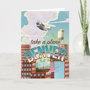 Tarjeta Festiva Cartel de viaje de dibujos animados de Denver Colo
