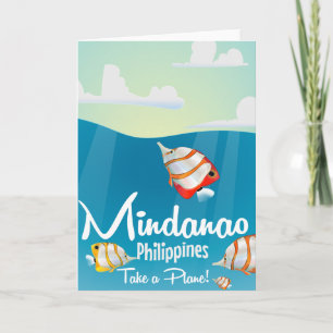 Tarjeta Festiva Cartel de viaje de dibujos animados de Mindanao, F