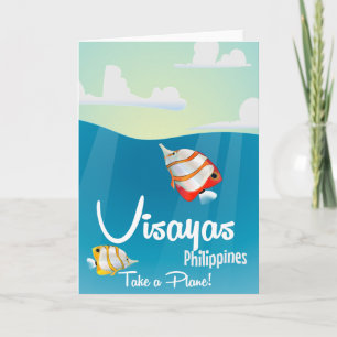 Tarjeta Festiva Cartel de viaje de dibujos animados de Visayas, Fi