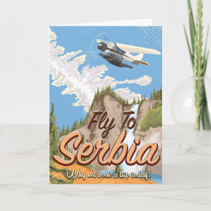 Tarjeta Festiva Cartel de viaje de dibujos animados para volar a S
