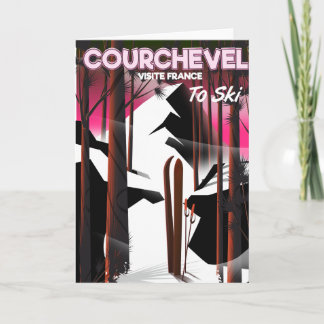 Tarjeta Festiva Cartel de viaje de esquí de Courchevel, Francia