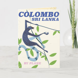 Tarjeta Festiva Cartel de viaje de estilo vintage de Colombo Sri L