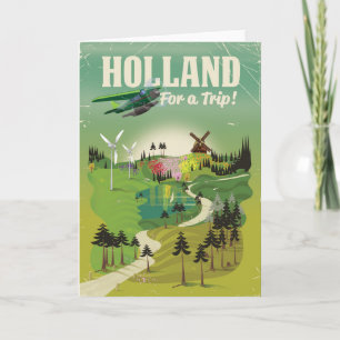 Tarjeta Festiva Cartel de viaje de estilo vintage de Holanda
