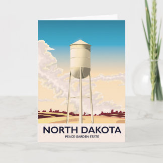 Tarjeta Festiva cartel de viaje de la torre de agua de Dakota del 