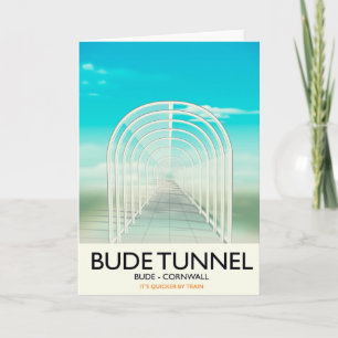 Tarjeta Festiva Cartel de viaje de parodia del túnel de Bude, Corn