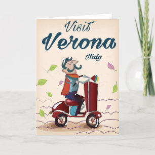 Tarjeta Festiva Cartel de viaje de scooter italiano de Verona