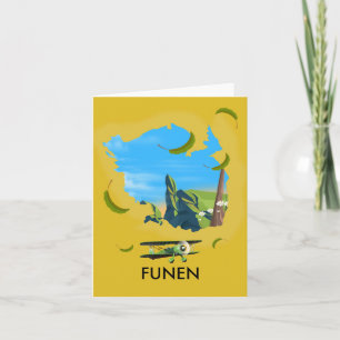 Tarjeta Festiva Cartel de viaje del mapa de Funen, Dinamarca