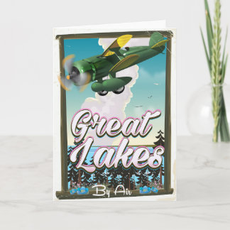 Tarjeta Festiva Cartel de viaje en avión de los Grandes Lagos
