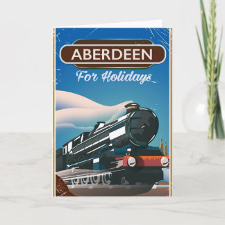 Tarjeta Festiva Cartel de viaje en tren vintage de Aberdeen Escoci