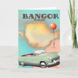 Tarjeta Festiva Cartel de viaje estilo vintage de Bangor Wales