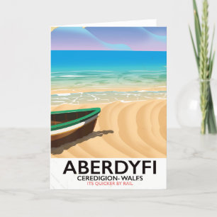 Tarjeta Festiva Cartel de viaje vintage de Aberdyfi, Ceredigion Ga