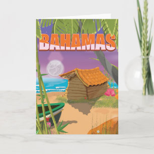 Tarjeta Festiva cartel de viaje vintage de Bahamas