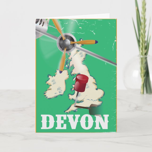 Tarjeta Festiva Cartel de viaje vintage de Devon (Anverso)