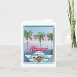 Tarjeta Festiva Cartel de viaje vintage de Miami Florida