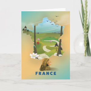 Tarjeta Festiva Cartel de viaje vintage mapa de Francia