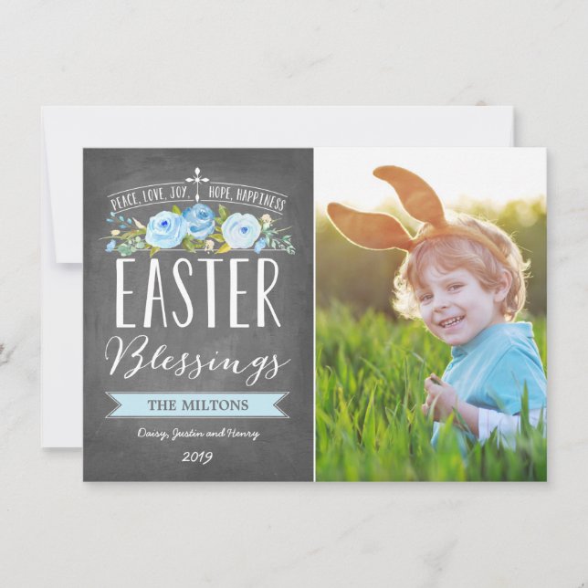 Tarjeta Festiva Cartel del Rosa de Bendiciones de Pascua | Pascua (Anverso)