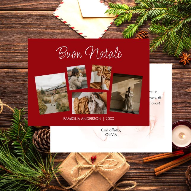 Tarjeta Festiva Cartolina di Natale Collage di Foto Festivo (Cartolina di Natale Collage di Foto Festivo Holiday Card)