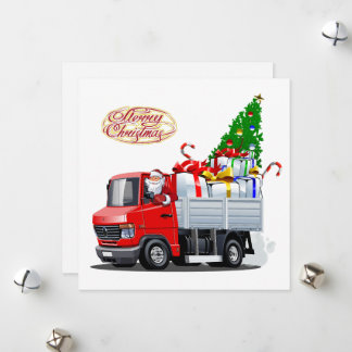 Tarjeta Festiva Cartoon Christmas truck